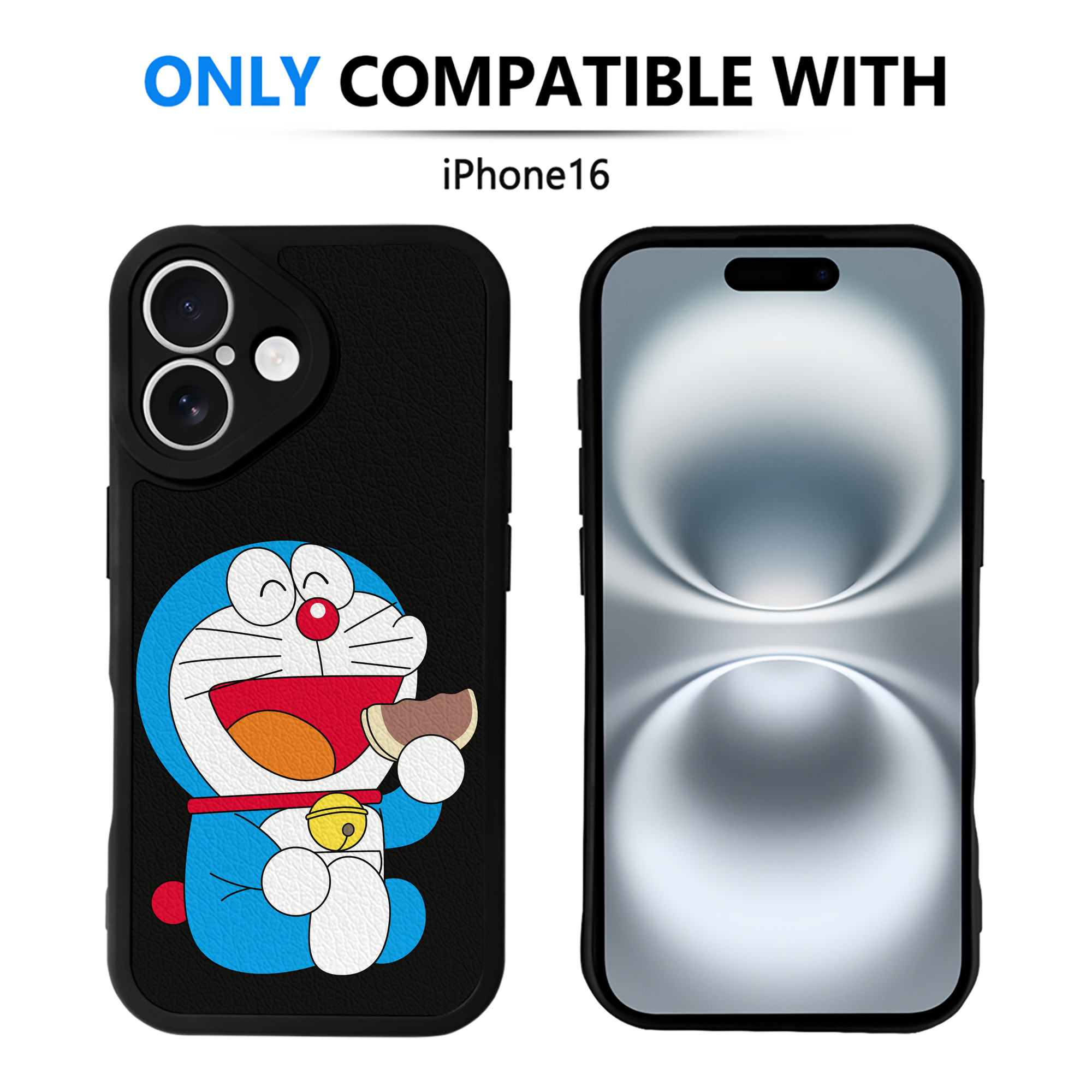（画像用） ドラえもん Doraemon 【iPhone 16シリーズ対応】シリコンスマホケース（レザー調） 材質：シリコン